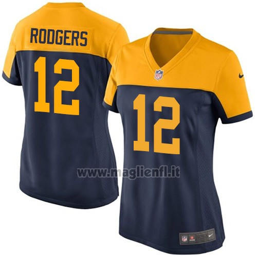 Maglia NFL Game Donna Green Bay Packers Rodgers Nero Giallo2